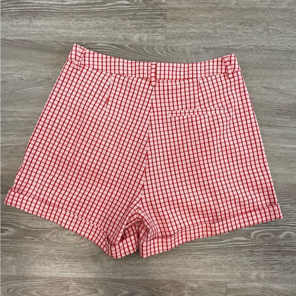 Twik Plaid Red And Whit High Waist Bermuda Retro shorts M - Picture 4 of 10